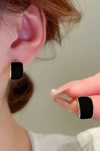 Glaren Minimal Black Mineli Gold Color Women Earrings