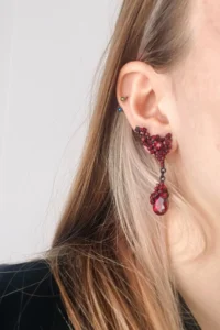 Glaren Red Color Damla Evening Gown Women Earrings