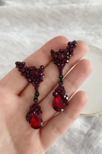 Glaren Red Color Damla Evening Gown Women Earrings - Image 2