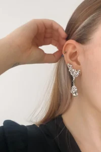 Glaren WHITE Color Damla Evening Gown Women Earrings