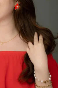 Glaren with bible Flower Red Color Women Earrings - Image 3