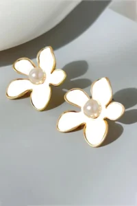 Glaren with bible Flower WHITE Color Women Earrings