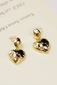 Glaren Star Patterned Dangle Gold Color Women's Heart Earrings