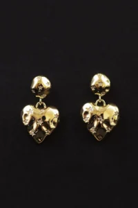 Glaren Star Patterned Dangle Gold Color Women's Heart Earrings - Image 3