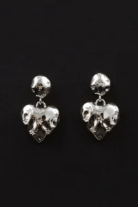 Glaren Star Patterned Dangle Silver Color Women's Heart Earrings - Image 3