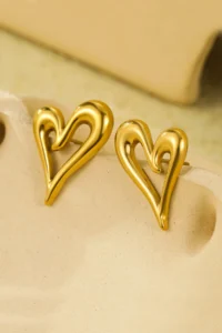 Glaren Minimal Gold Color Heart Women Earrings - Image 2