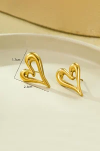 Glaren Minimal Gold Color Heart Women Earrings - Image 3