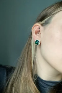 Glaren Minimal Oval Green Rocky Evening Gown Women Earrings - Image 2