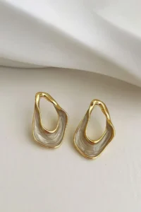 Glaren Asymmetric Mineli Gold Color Women Earrings
