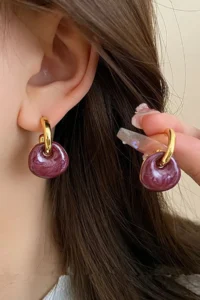 Glaren Burgundy Pearlescent Two Piece Design Women Earrings