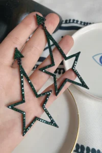 Glaren Big Yıldız Green Rocky Women Evening Gown Earrings - Image 2