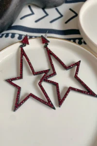 Glaren Big Yıldız Red Rocky Women Evening Gown Earrings - Image 3