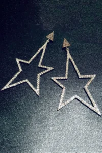 Glaren Big Star White Stone Silver Color Women's Evening Dress Earrings