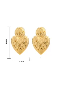 Glaren Star Patterned Dangle Gold Color Big Heart Women's Earrings - Image 2