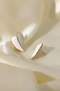 Glaren WHITE Sedefli Heart Women Earrings - Image 3