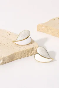 Glaren WHITE Sedefli Heart Women Earrings - Image 4