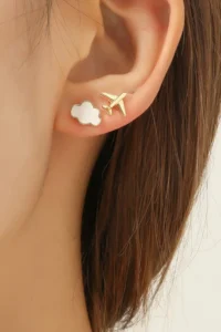 Glaren Minimal Airplane Themed Women Earrings Set - Image 2