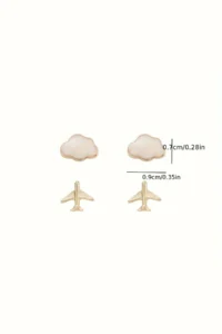 Glaren Minimal Airplane Themed Women Earrings Set - Image 3