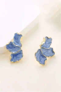 Glaren Mavi Mineli Kanat Gold Color Women Earrings - Image 2