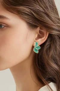 Glaren Green Mineli Kanat Gold Color Women Earrings - Image 3