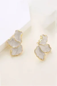 Glaren Pearl Mineli Kanat Gold Color Women Earrings - Image 2