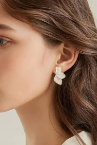 Glaren Pearl Mineli Kanat Gold Color Women Earrings - Image 3