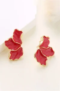 Glaren Red Mineli Kanat Gold Color Women Earrings - Image 2