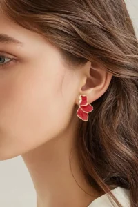 Glaren Red Mineli Kanat Gold Color Women Earrings - Image 3