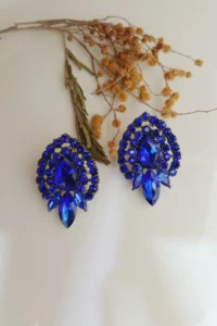 Glaren Navy Blue Cam Rocky Evening Gown Women Earrings - Image 2