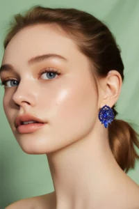 Glaren Navy Blue Cam Rocky Evening Gown Women Earrings - Image 3