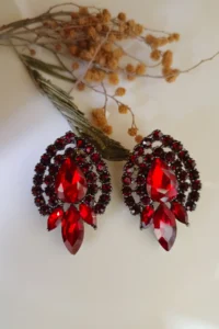 Glaren Red Cam Rocky Evening Gown Women Earrings - Image 2