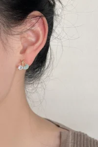 Glaren Turquoise Sea Themed Minimal Gold Color Women Earrings - Image 2
