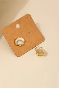 Glaren Minimal Shell Gold Color Women Earrings - Image 2