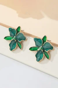 Glaren Green Flower Design Women Earrings - Image 2