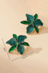 Glaren Green Flower Design Women Earrings - Image 3