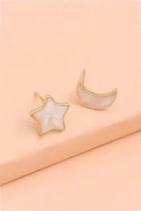 Glaren Moon and Star Gold Color Women Earrings