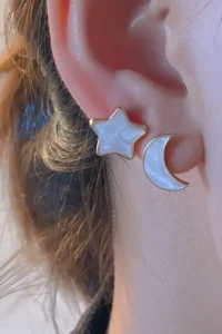 Glaren Moon and Star Gold Color Women Earrings - Image 2