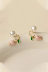 Glaren Minimal Lale Gold Color Women Hayalet Earrings - Image 2