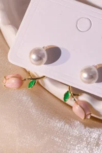 Glaren Minimal Lale Gold Color Women Hayalet Earrings - Image 3
