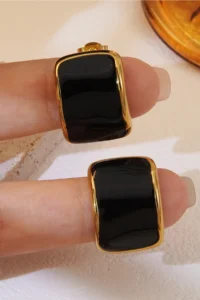 Glaren Black Mineli Gold Color Women Earrings