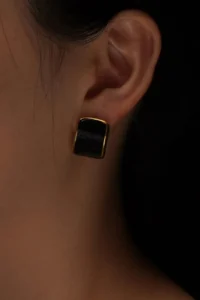 Glaren Black Mineli Gold Color Women Earrings - Image 2