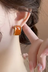 Glaren Orange Mineli Gold Color Women Earrings - Image 2