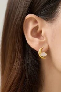 Glaren Gold Color Women Earrings with Moon and Cloud Design