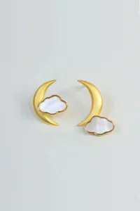 Glaren Gold Color Women Earrings with Moon and Cloud Design - Image 3