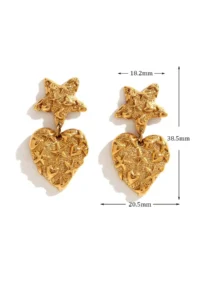 Glaren Star and Heart Patterned Gold Color Women Earrings - Image 6