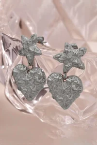 Glaren Silver Color Women's Earrings with Starfish and Heart Pattern - Image 2