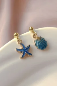 Glaren Sea Themed Dangling Navy Blue Women Earrings - Image 2