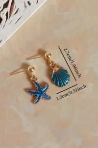Glaren Sea Themed Dangling Navy Blue Women Earrings - Image 3