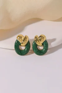 Glaren Green Enameled Node Design Women Earrings