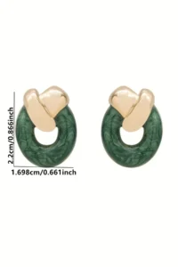 Glaren Green Enameled Node Design Women Earrings - Image 3